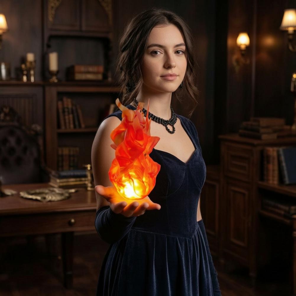 Cosplay Fireball Prop - Handgehaltener Feuerball-Requisit für Cosplay, schwebender LED-Leuchtfeuerball,