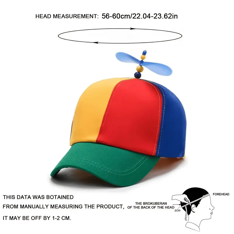 Cosplay Fireball Prop - Lustige Mehrfarbige Drehende Propeller-Baseballkappe Hubschrauber-Hut Neuartige